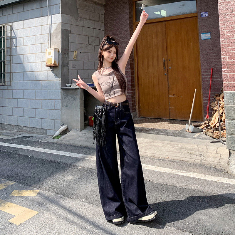 Women's Loose Fit Wide-Leg Denim Trousers