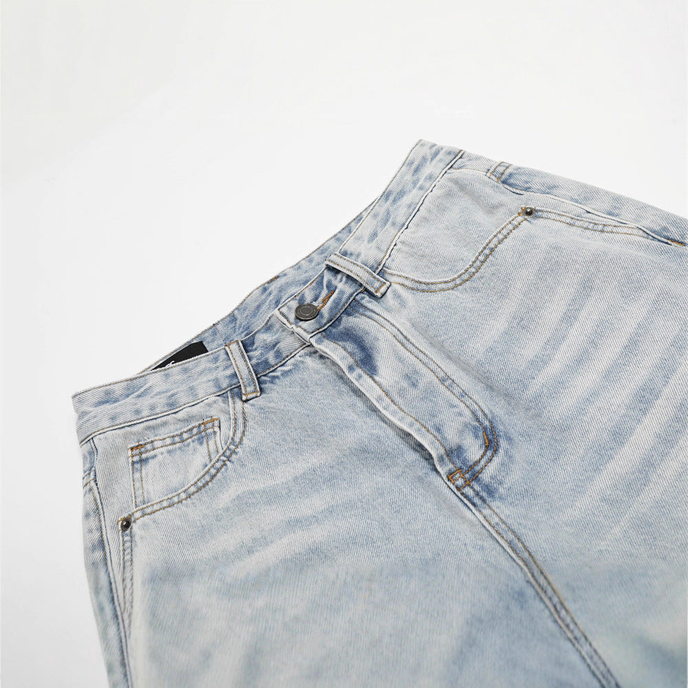 Vintage Men's Denim Jeans, Distressed Bleached Whiskered