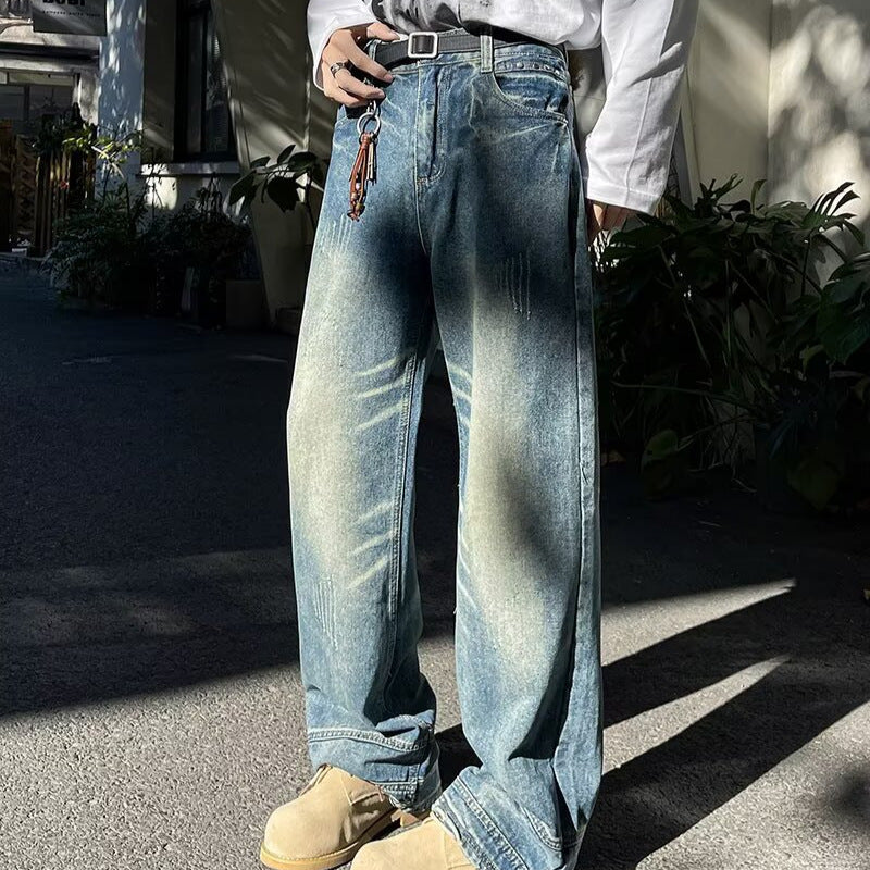 Vintage Washed Denim Jeans for Men