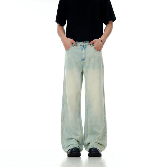 Light Blue Denim Pants for Men and Women – Stylish Slimming Casual Loose Long Pants