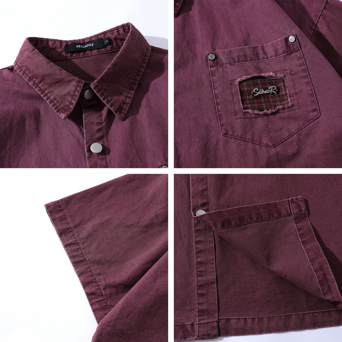 Unique Design Work Shirt for Men - Short Sleeve Casual Top