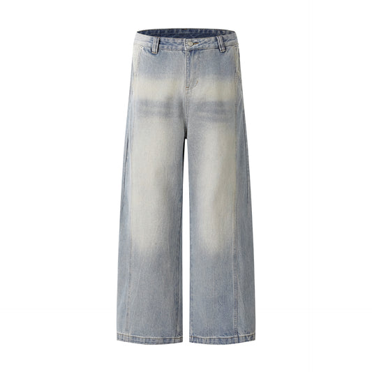 Retro Washed Faded Straight Jeans for Men and Women - Casual Wide-Leg Slimming Long Pants