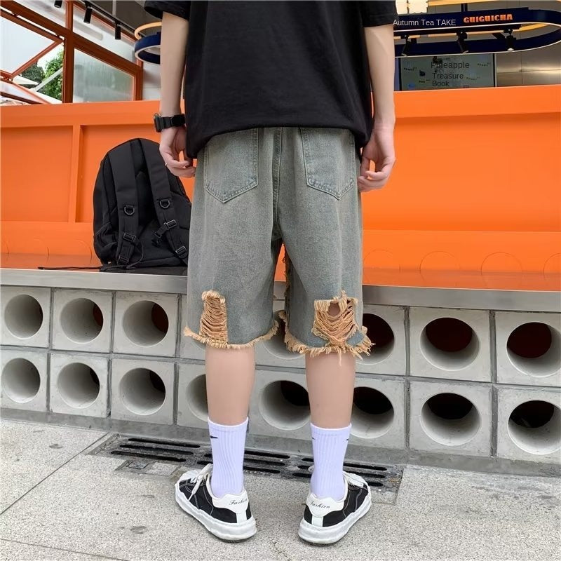 Men's Summer Washed Distressed Denim Shorts