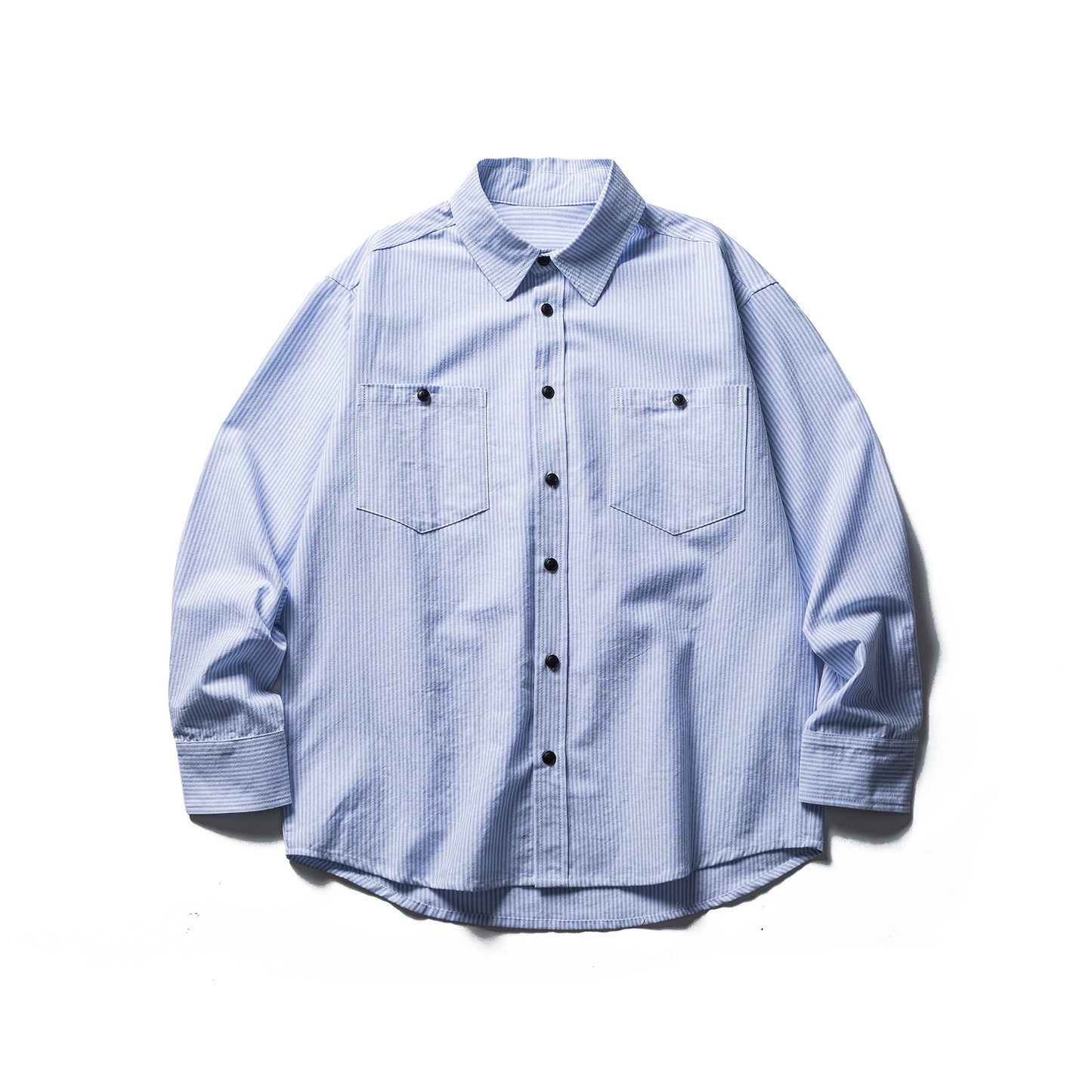 Patch Pocket Striped Long Sleeve Shirt for Men - Loose Casual Versatile Dress Shirt