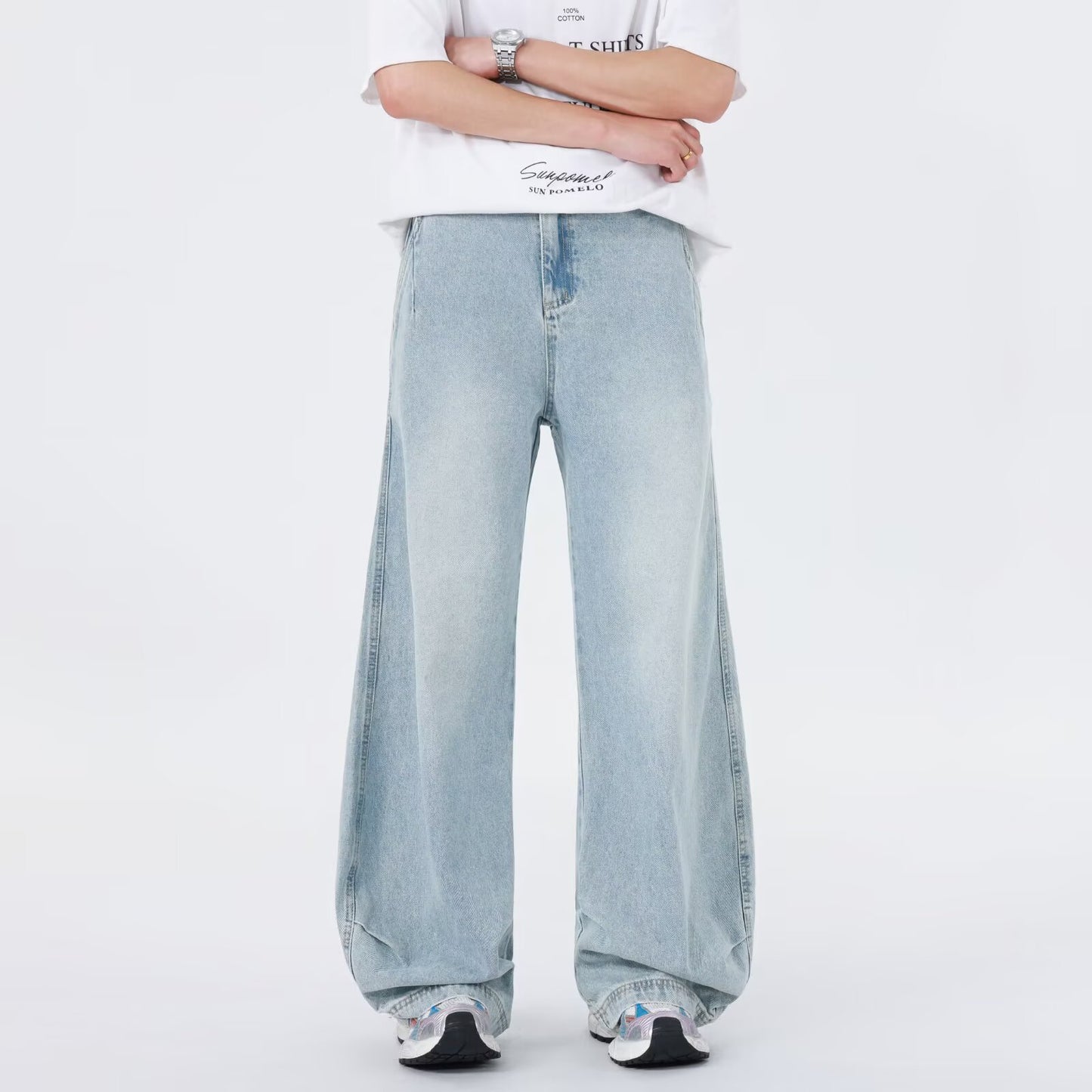 Retro  Straight Leg Casual Pleated Wide Leg Pants