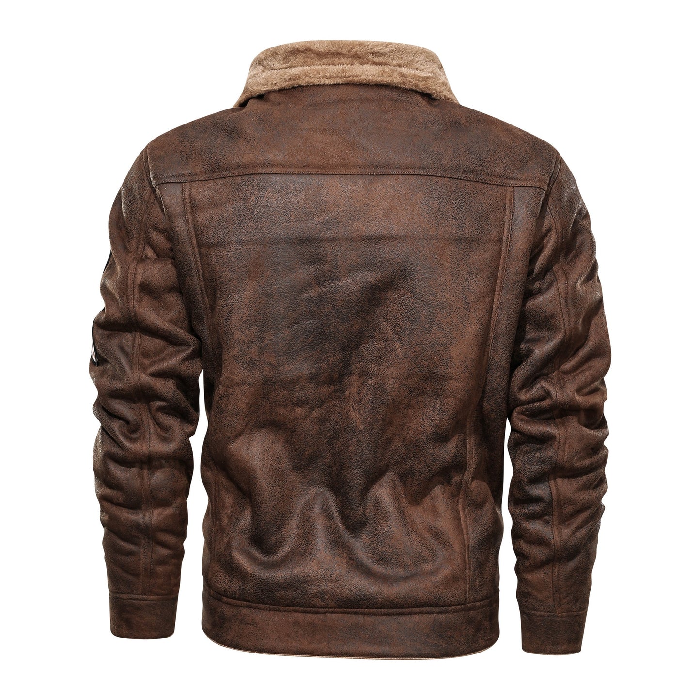 Men's Thick Warm Fleece Leather Jacket Coat - Casual Military Bomber