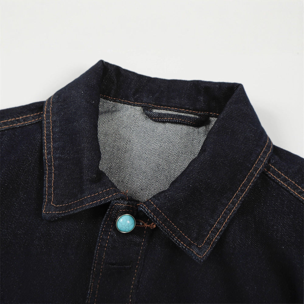 Men's Deconstructed Patchwork Jacket w/Turquoise Buttons