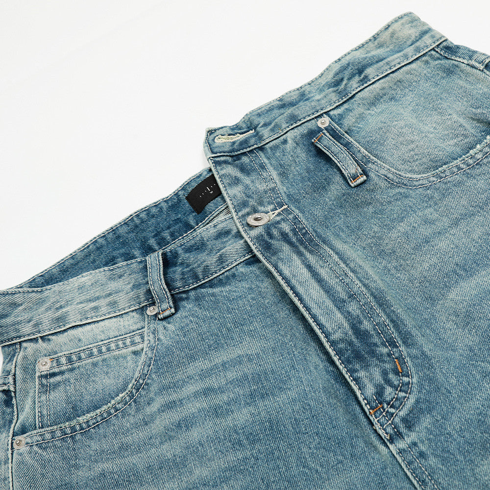 Men's Retro Punk Faded Denim Long Pants