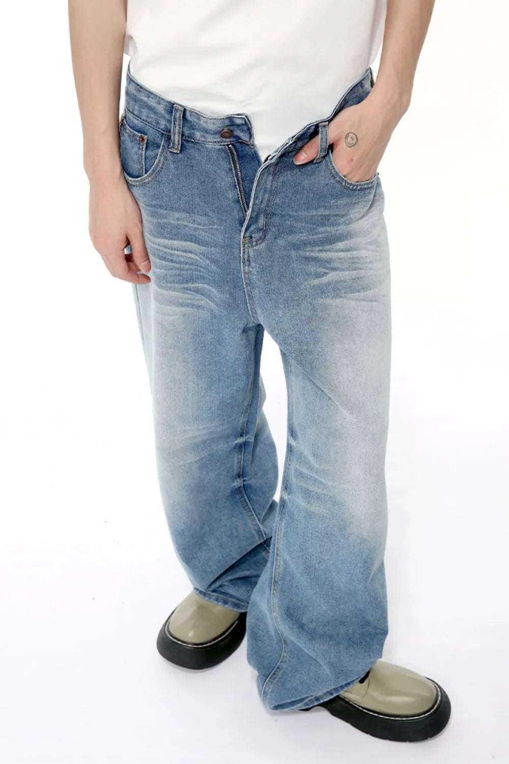 Premium Wide Leg Jeans with Pockets - Luxury Japanese Denim