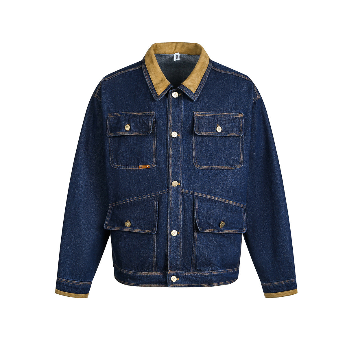 Multi Pocket Washed Denim Jacket for Men