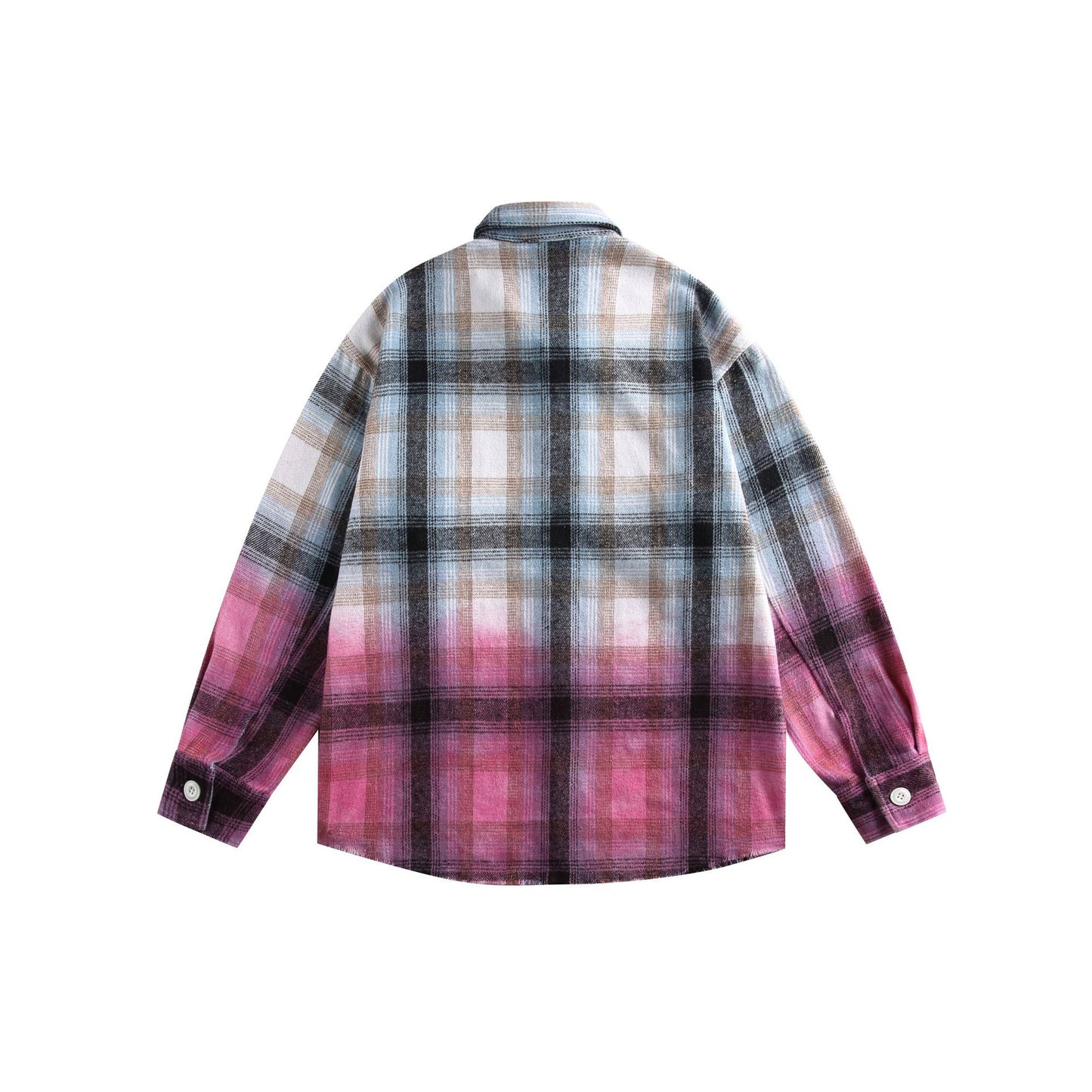 Gradient Plaid Casual Long Sleeved Shirt for Men and Women