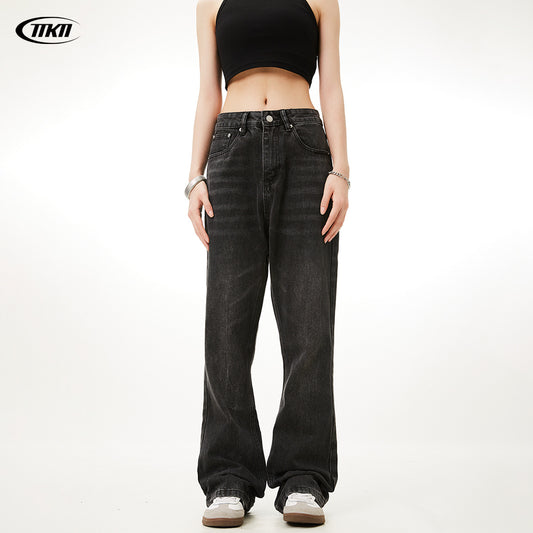 Black and Gray Flared Denim Pants for Men and Women - Slim Fit, Loose Tapered, Washed Dark Casual Long Pants