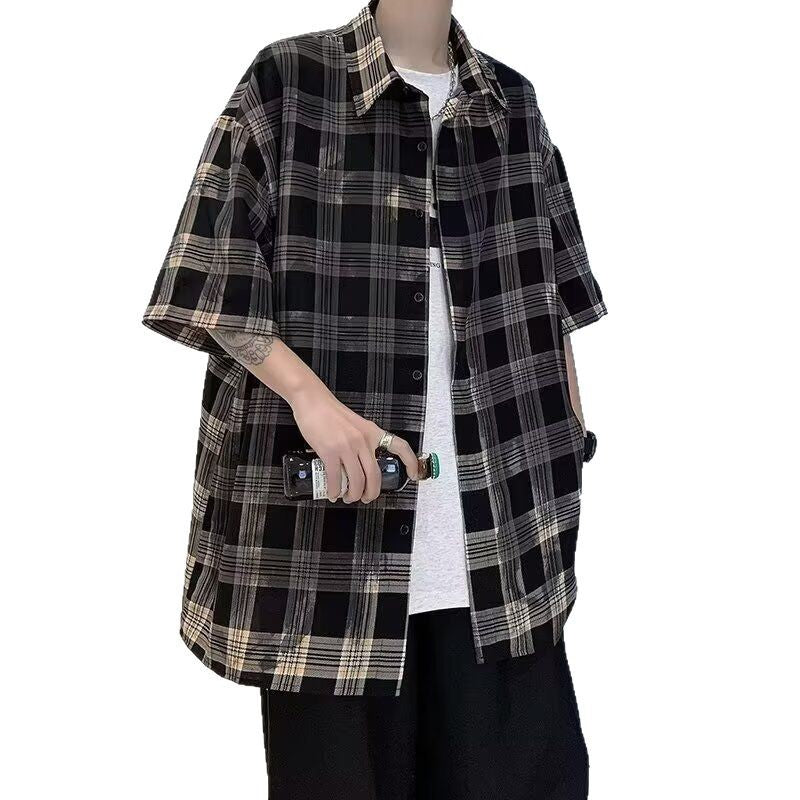 Summer Checkered Short-Sleeved Shirt for Men