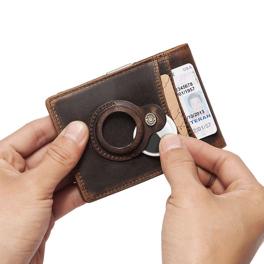 Anti-Magnetic Change Clip - Cowhide Leather and Airtag Enabled