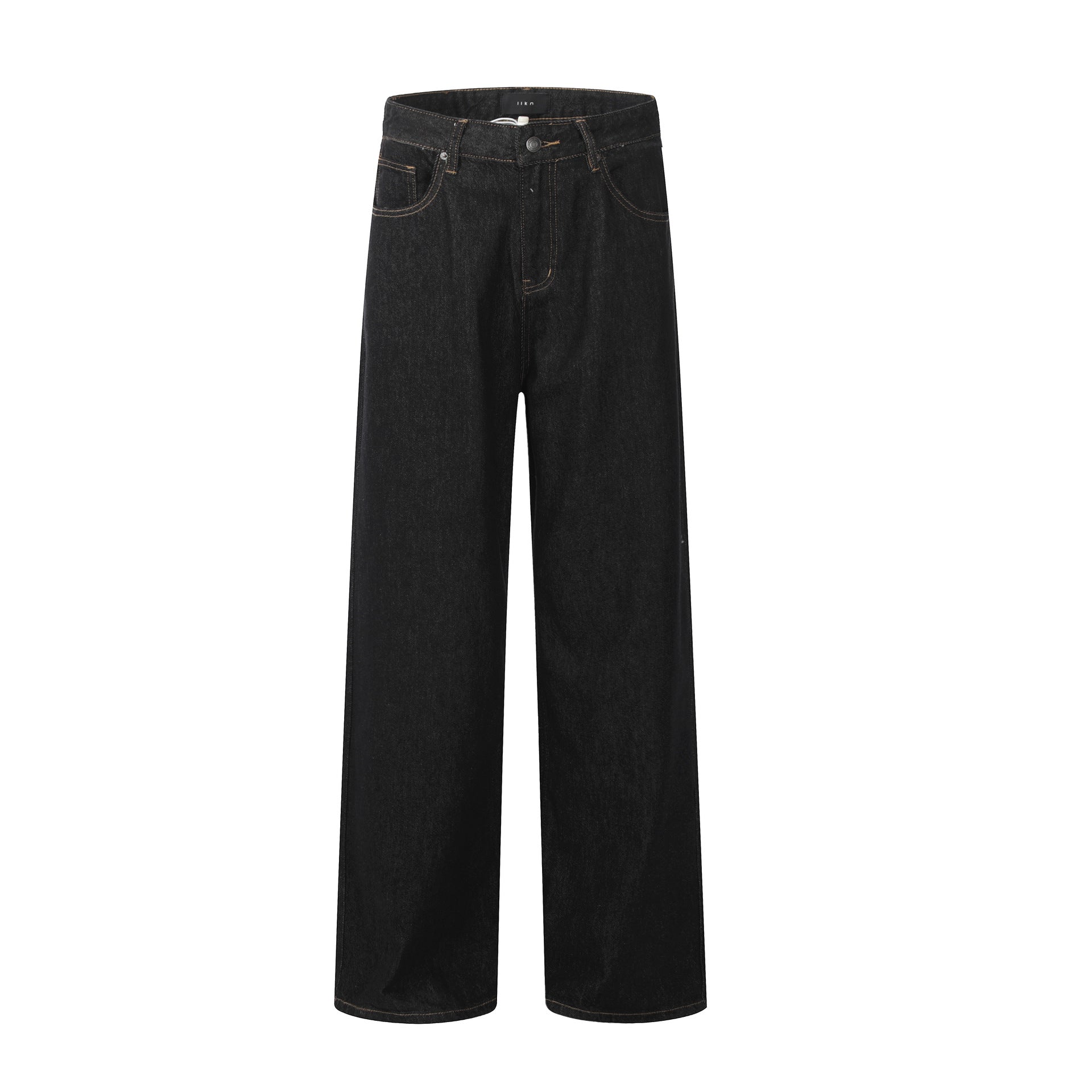 Black Soft Denim Vintage Straight Loose Casual Pants
