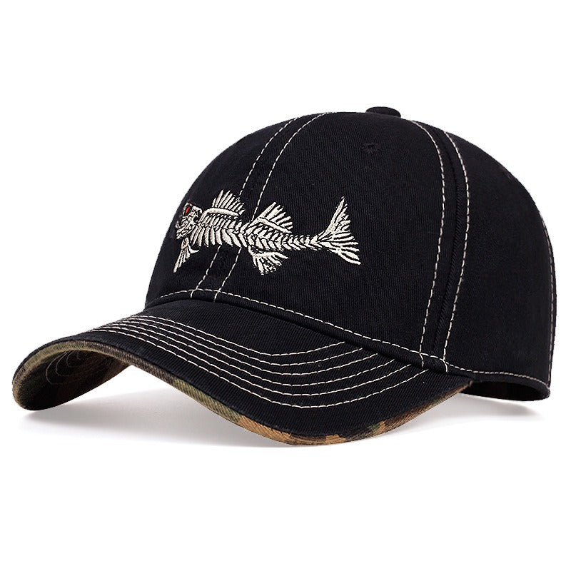 Fish Bone Embroidered Baseball Cap