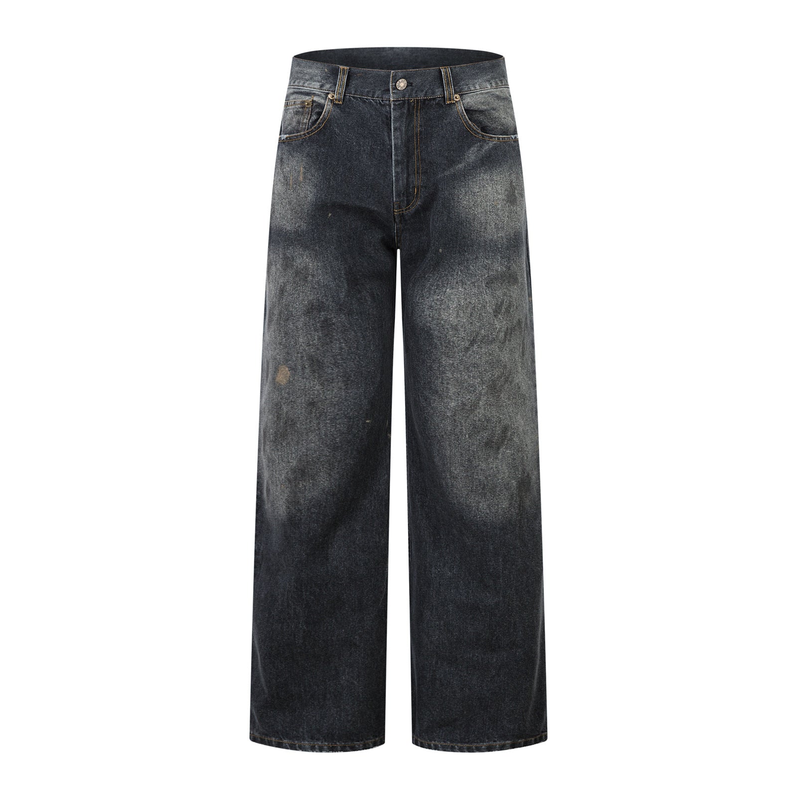 Premium Washed Black Straight Leg Jeans