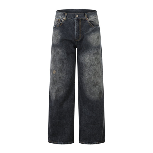 Premium Washed Black Straight Leg Jeans