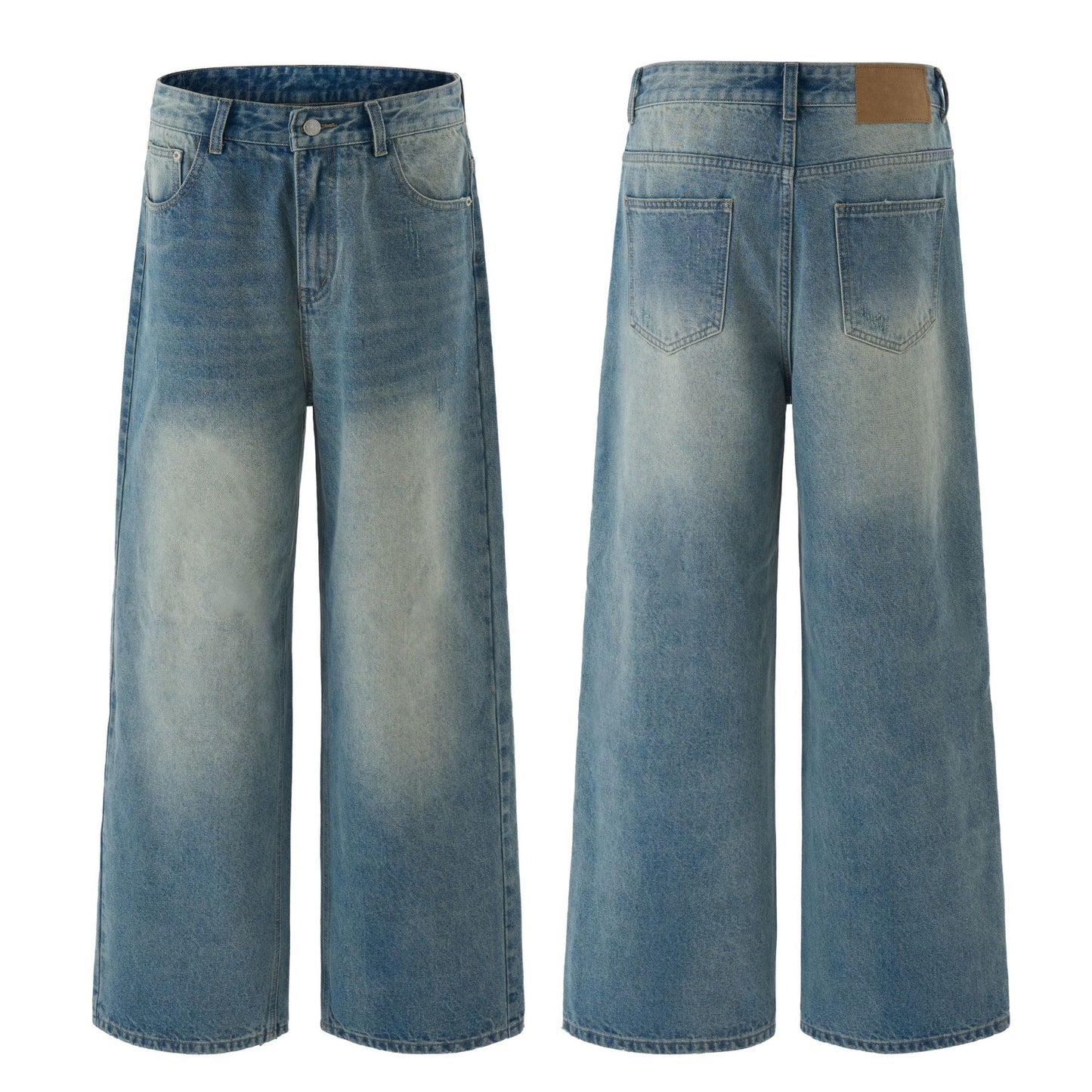 Simple Washed Retro Denim Long Pants