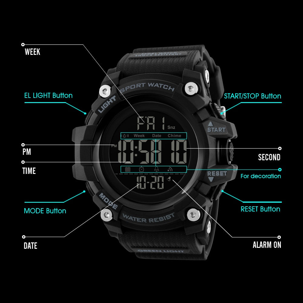 Waterproof LED Electronic Digital Wristwatch Stopwatch