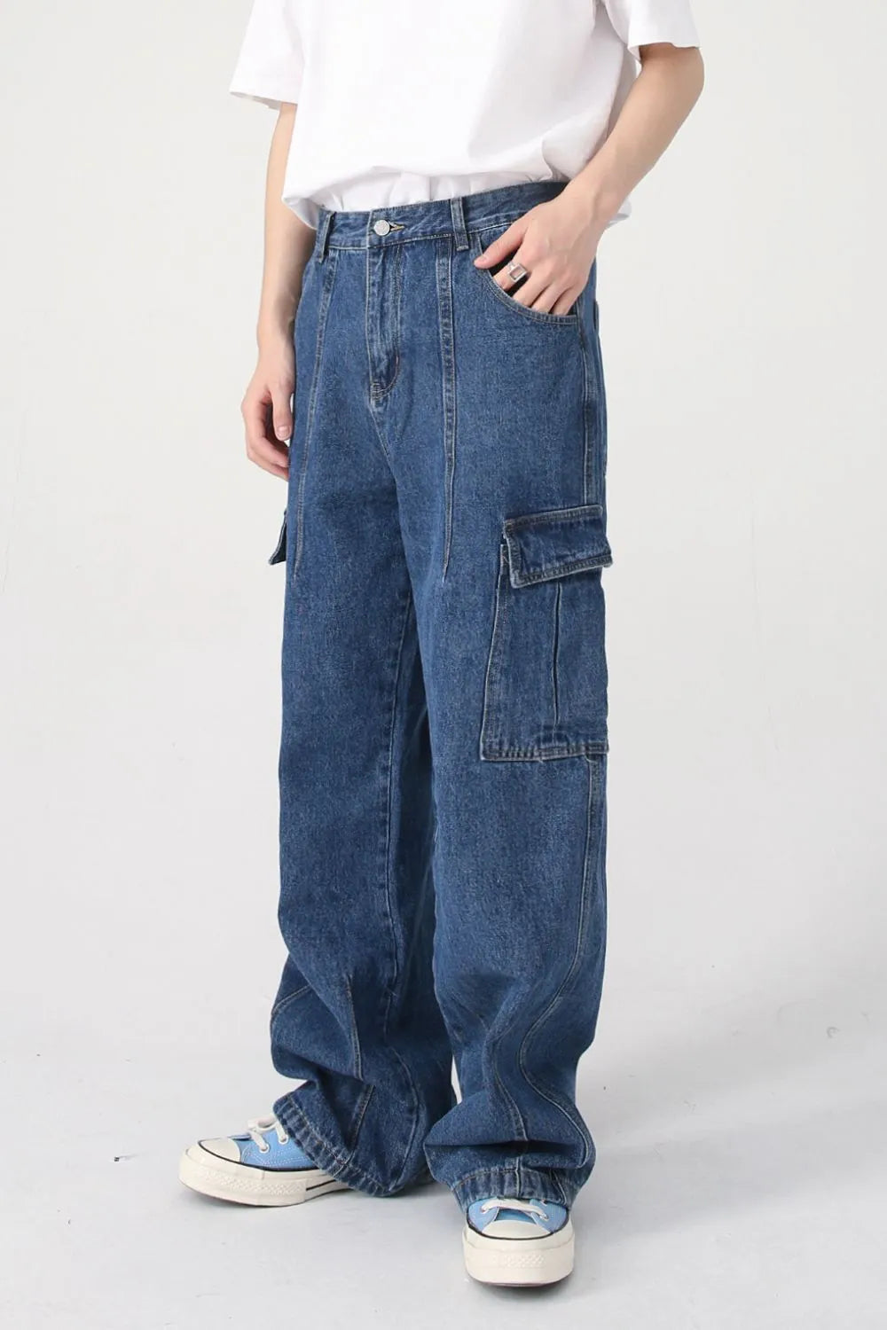 Premium Wide Leg Jeans with Pockets - Authentic Japanese Denim