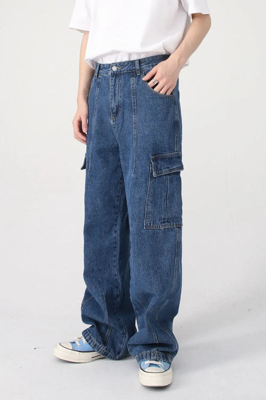 Premium Wide Leg Jeans with Pockets - Authentic Japanese Denim