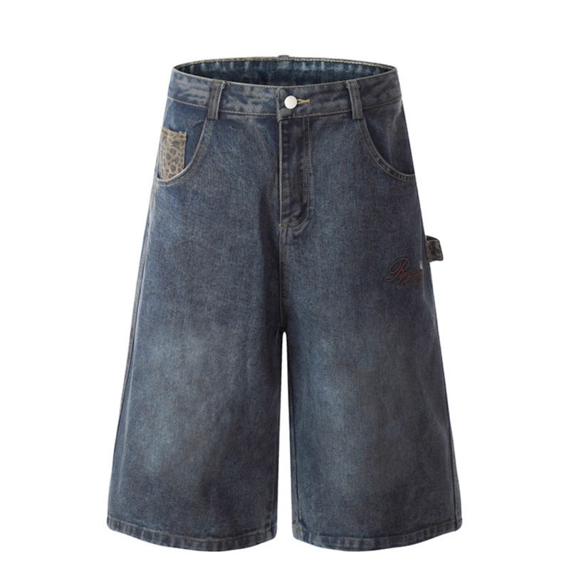 Deconstructing Leopard Print Patch Five Quarter Jeans