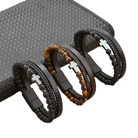 Natural Stone Stainless Steel Bracelet - Cross Bracelet Jewelry