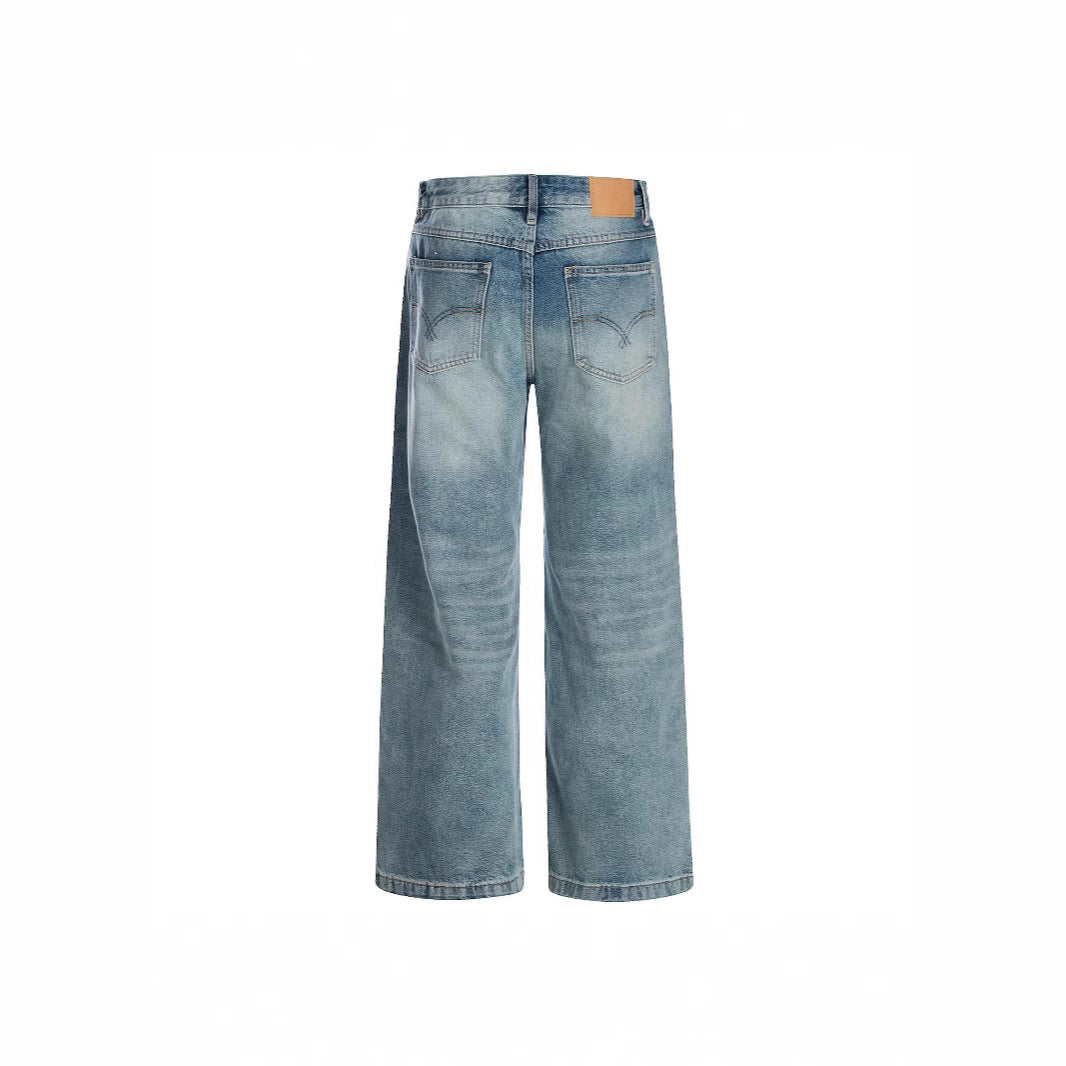 Unisex Blue Straight Jeans - Loose Fit