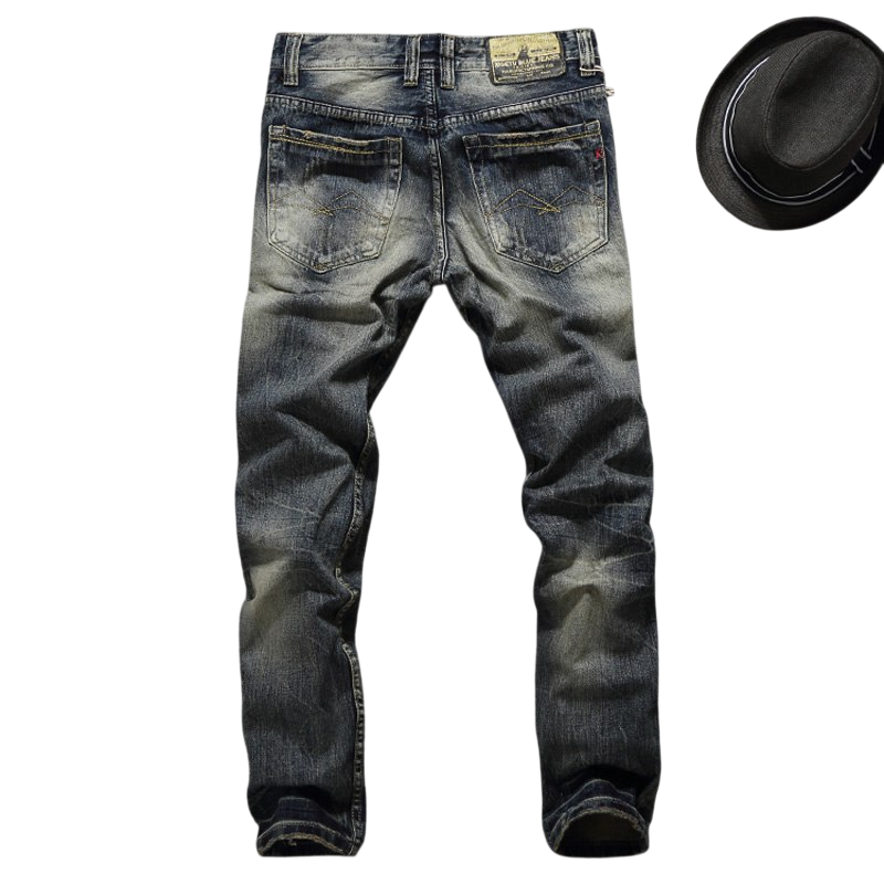 Men's Vintage Retro Slim Fit Ripped Jeans