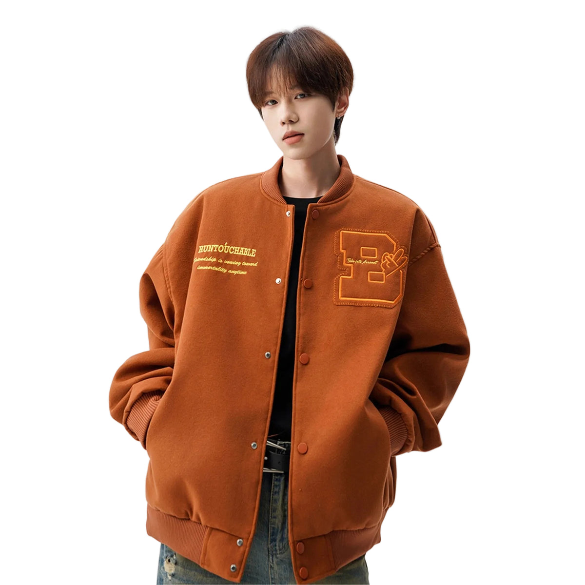 Embroidered Wool Varsity Bomber Jacket Vintage Streetwear Style Flight Jacket