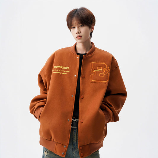 Embroidered Wool Varsity Bomber Jacket Vintage Streetwear Style Flight Jacket