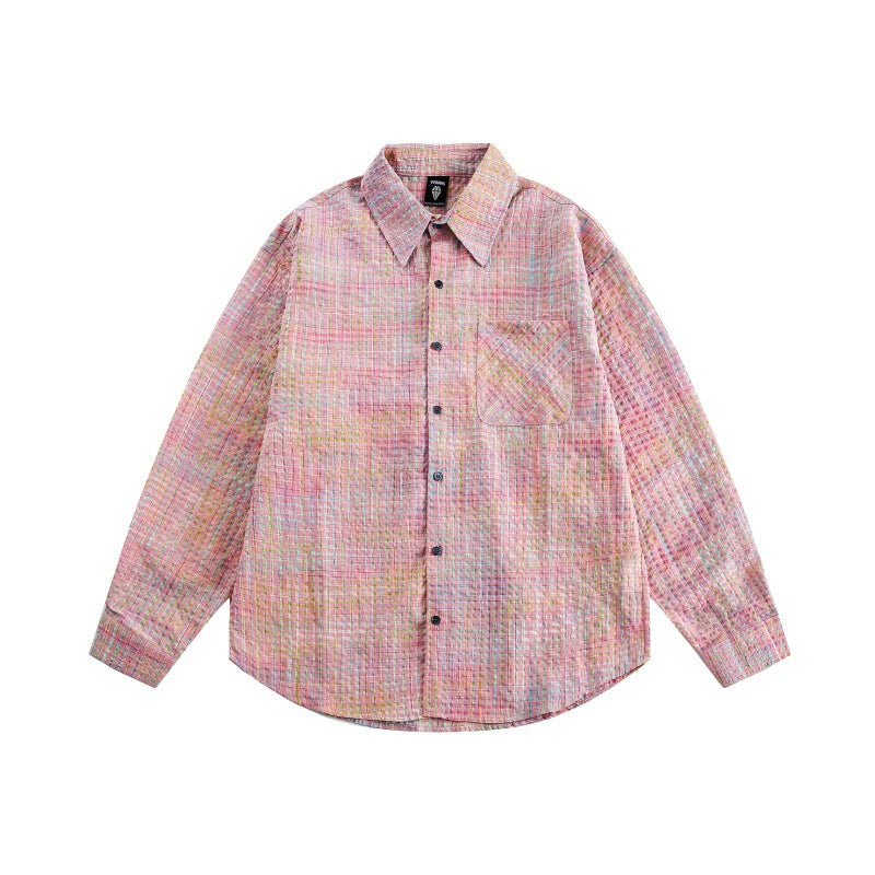 Bubble Gauze Checkered Long Sleeved Shirt