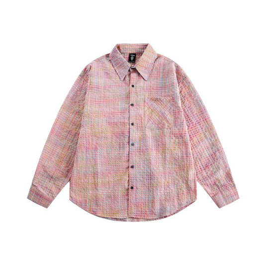 Bubble Gauze Checkered Long Sleeved Shirt
