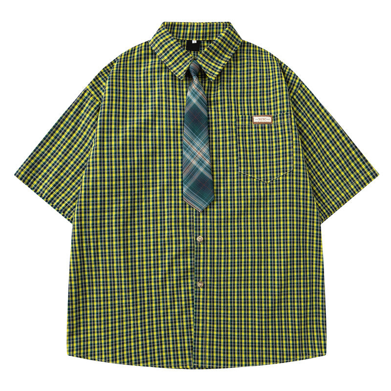 Short Sleeve Shirt for Men and Women Casual Loose Couple Blouse