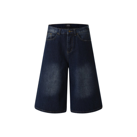 Denim Workwear Shorts — Casual Street Style with Pocket Details