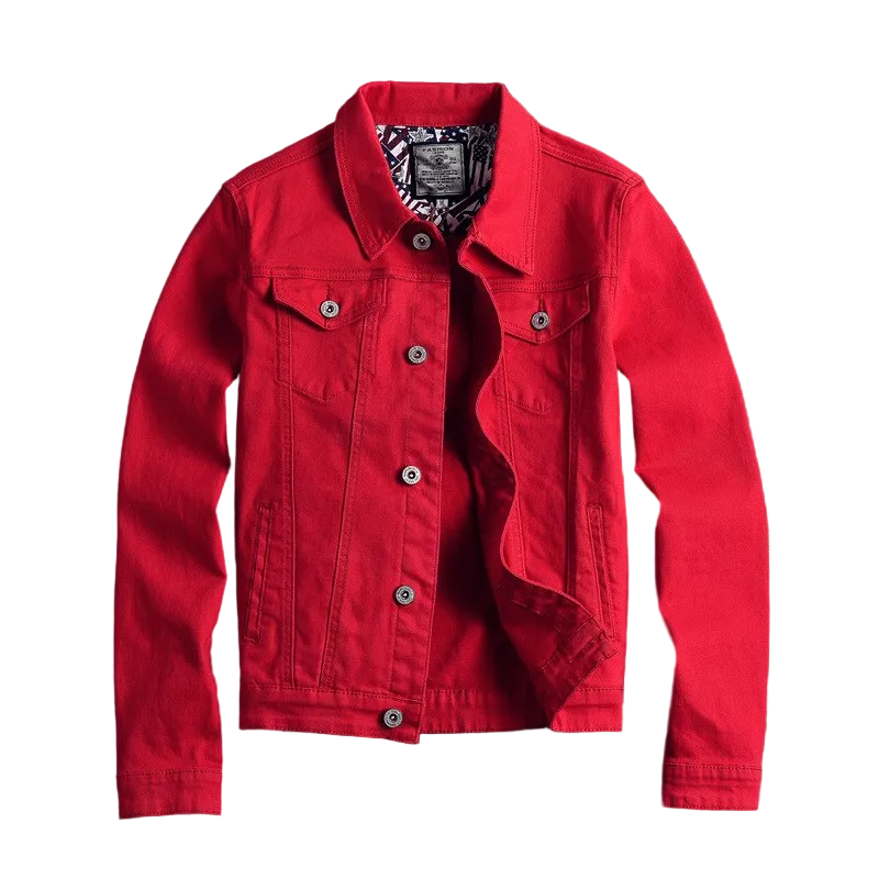 Skinny Men's White Denim Jacket - Short Style, Slim Fit, Fashionable Streetwear