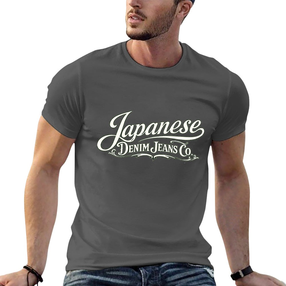 Japanese Denim Jeans Co. Men's Short Sleeve Cotton T-Shirt - Dark Gray