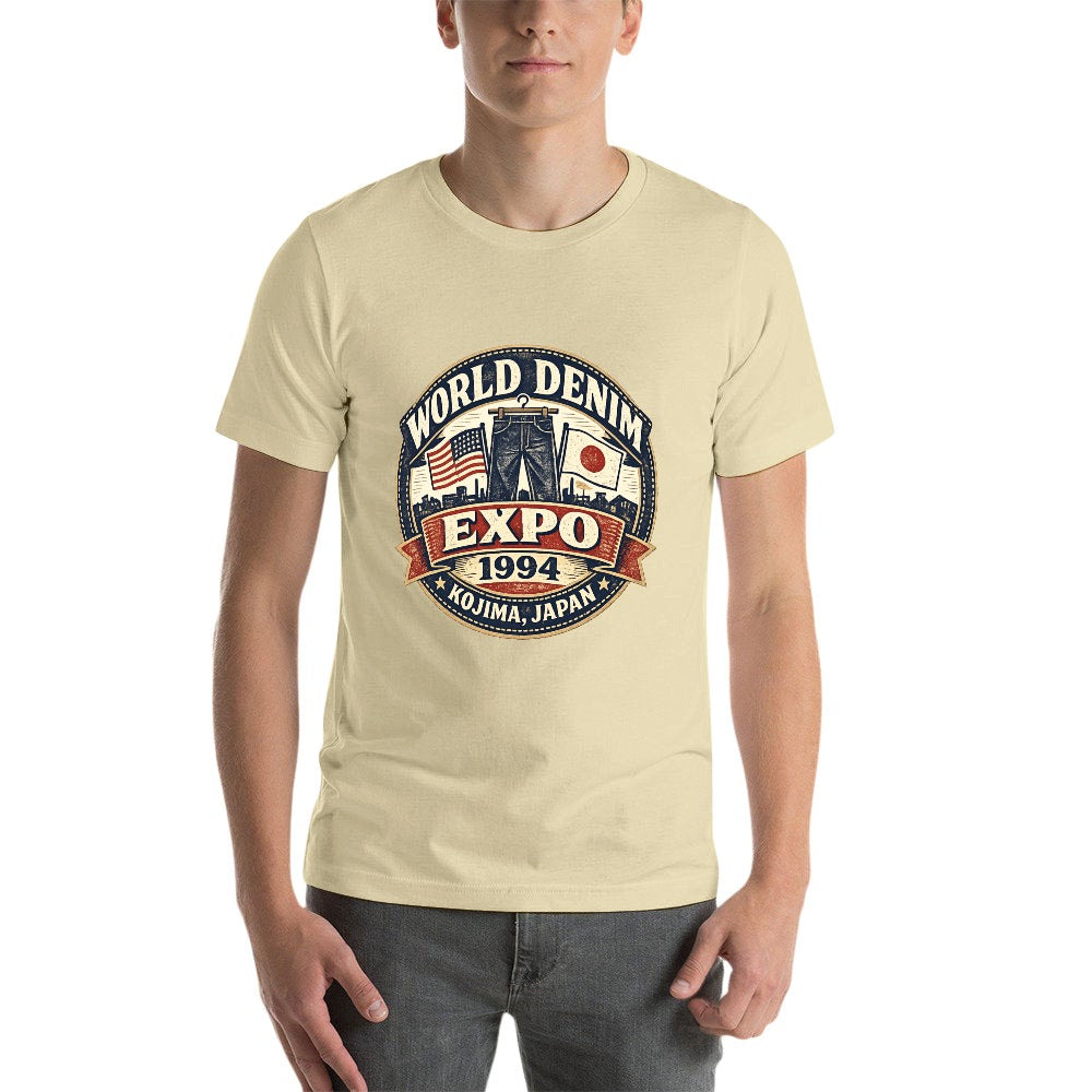 World Denim Expo 1994 Short Sleeve 100 Percent Cotton T Shirt - Beige