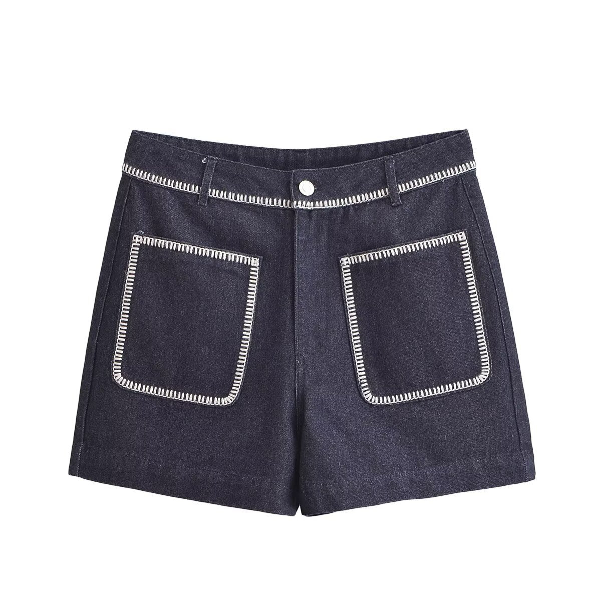 Women's Summer Denim Shorts - Dark Blue
