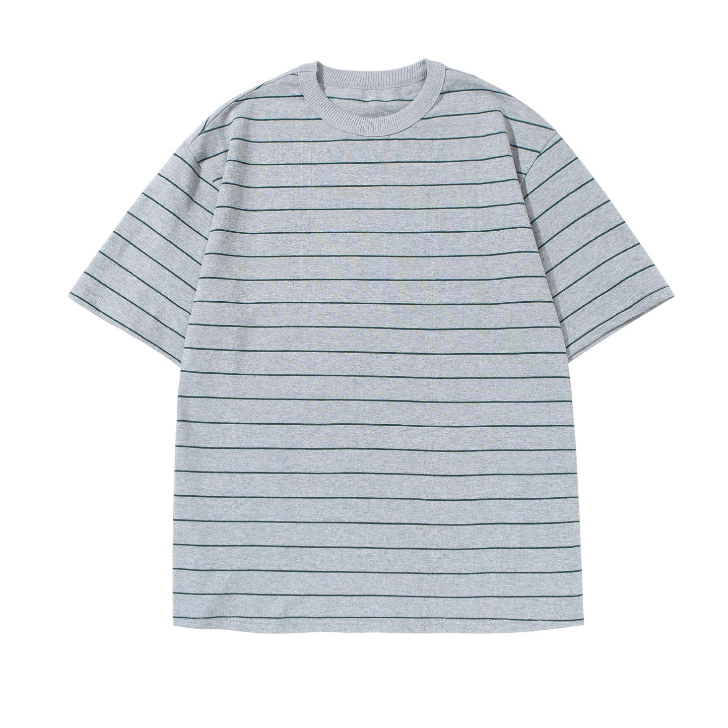 Striped Short Sleeved T-shirt with Round Neck