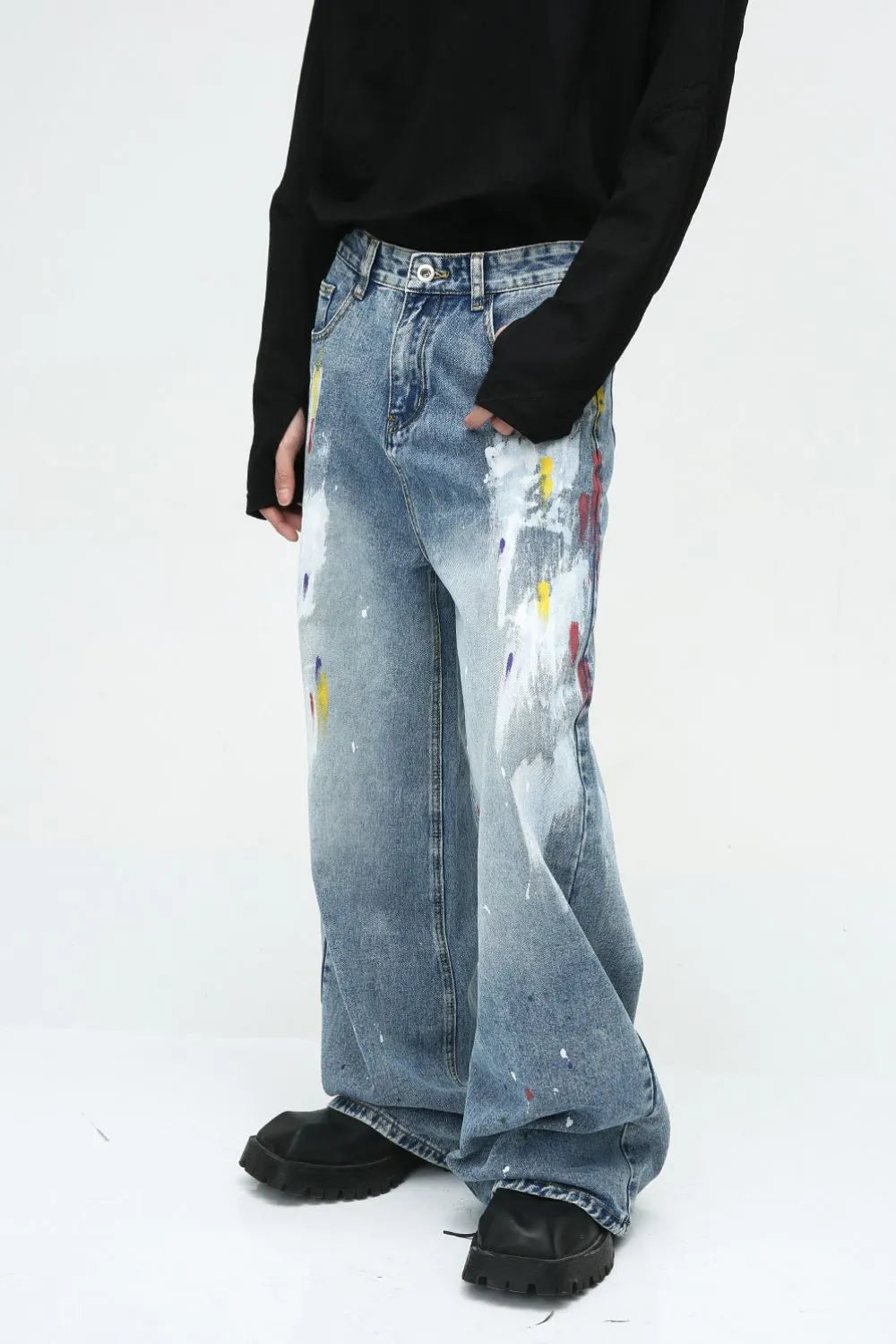 Premium Painting Jeans with Pockets - Japanese Denim
