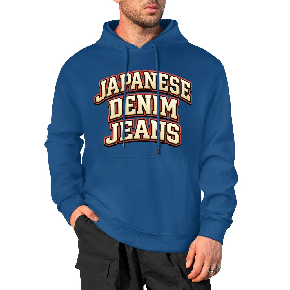 Japanese Denim University Hoodie - Dark Blue
