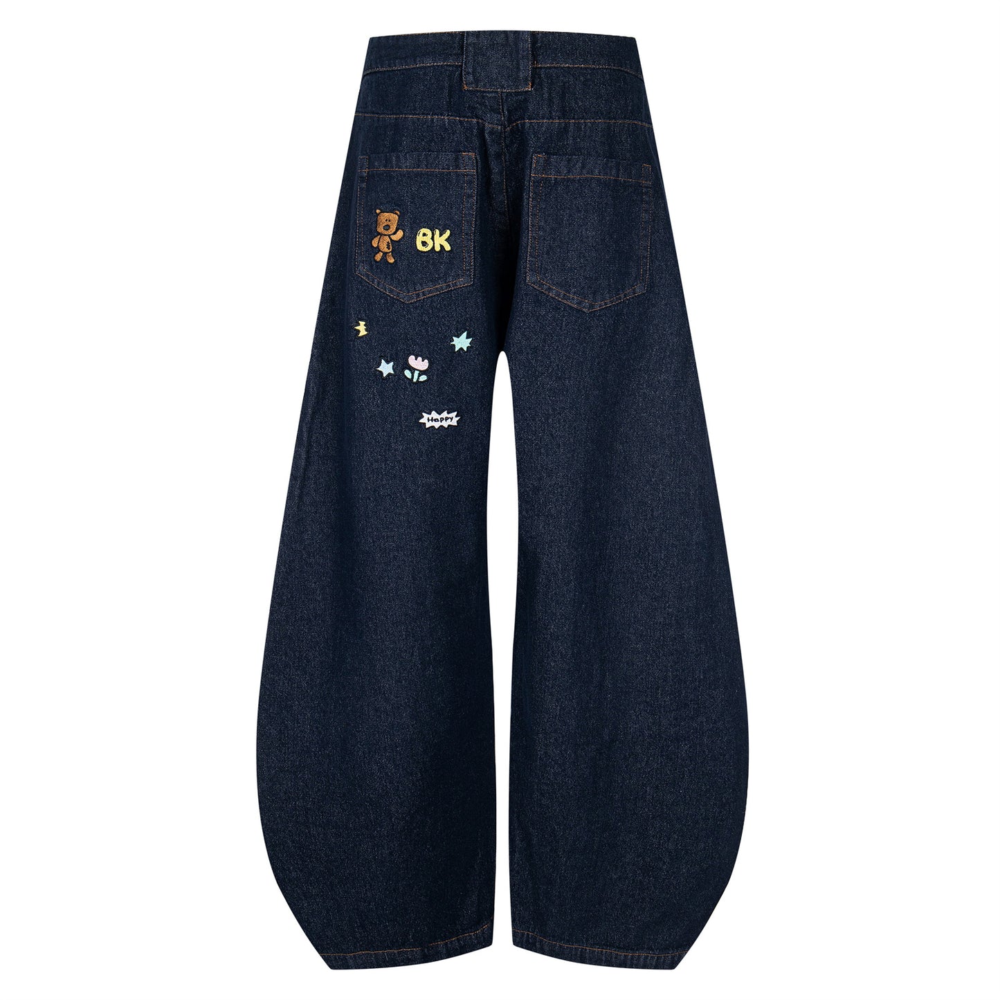 Graffiti Small Flower Flare Jeans Long Pants