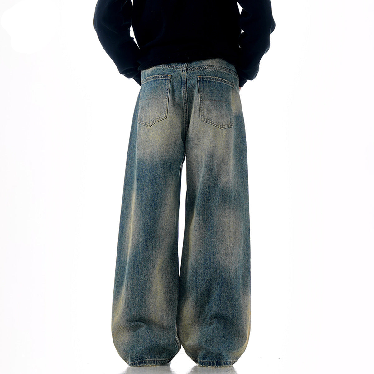 Gradient Faded Scratched Ripped Slim Street Loose Casual Long Pants