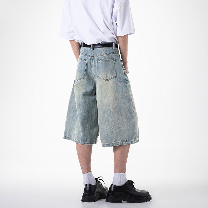 Wide Leg Cropped Jeans with Willow Nails - Casual Straight Leg Pants