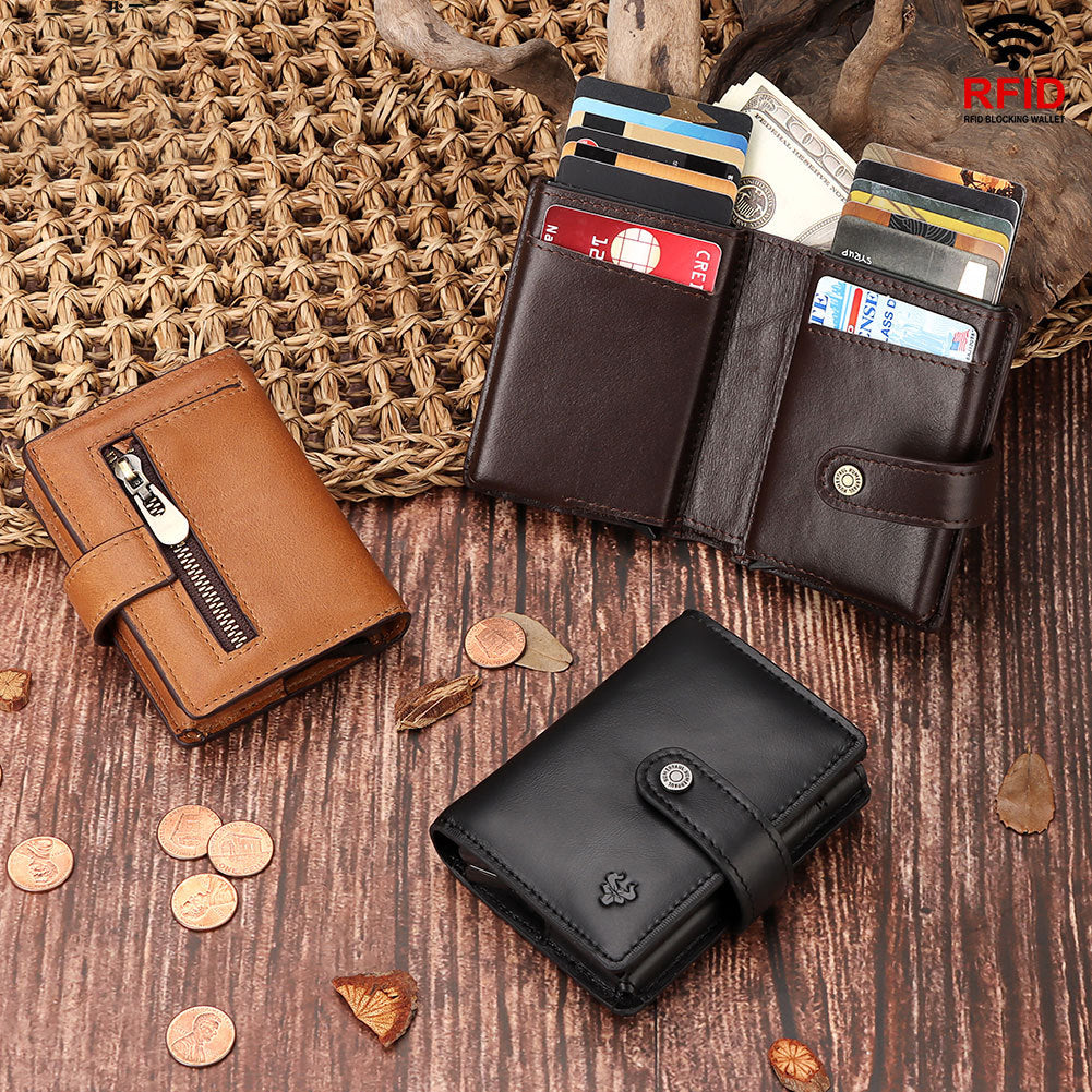 Men's Leather Card Holder RFID Antimagnetic Wallet