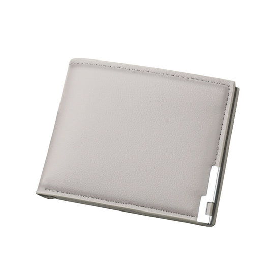 Men's Short Wallet Simple Ultra Thin Gray - Driver License Holder, Multi-Card Wallet for Students