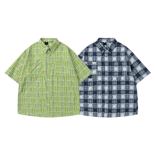 Short Sleeve Plaid Shirt for Men