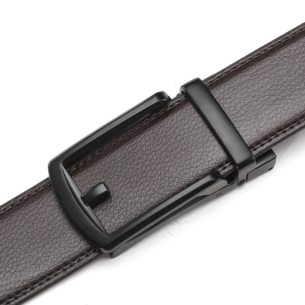 Genuine Leather Belt Men's Automatic Buckle Cowhide Belt Fake Needle Buckle Belt